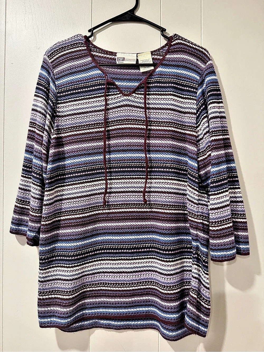 Faded Glory Striped Sweater in Purple & Blue Size Medium